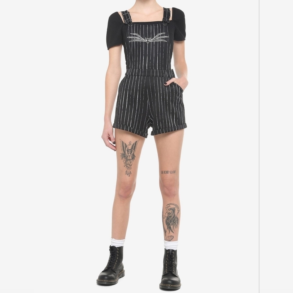 Disney Nightmare Before Christmas Jack Pinstripe Shortalls XL - Picture 2 of 8
